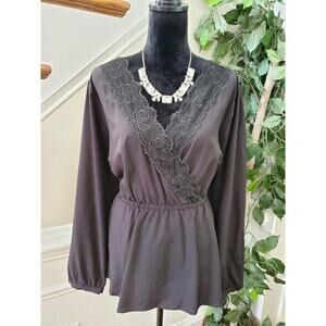 Torrid Women's Black Polyester Long Sleeve V-Neck Pullover Top Blouse Size 2X